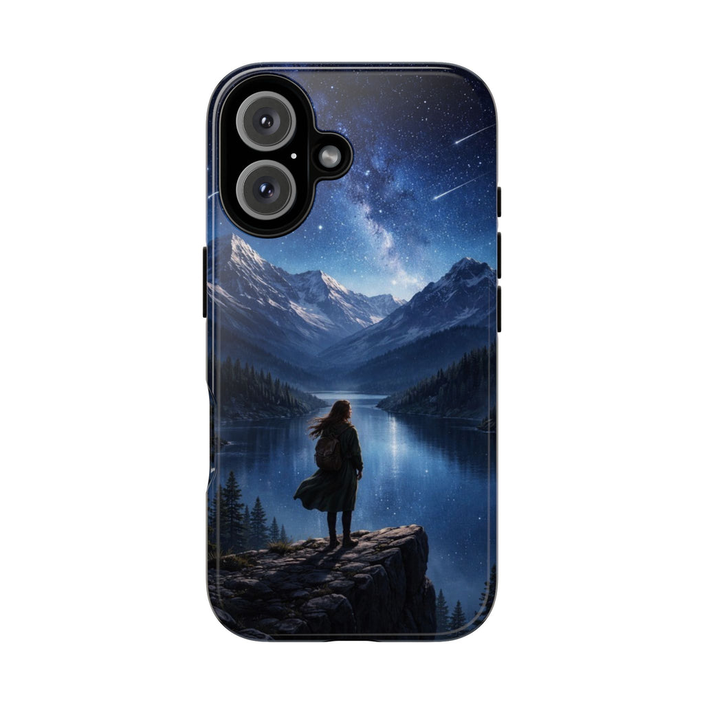 Galaxy Hiker Phone Case — Night Sky Mountain Landscape Protective Case