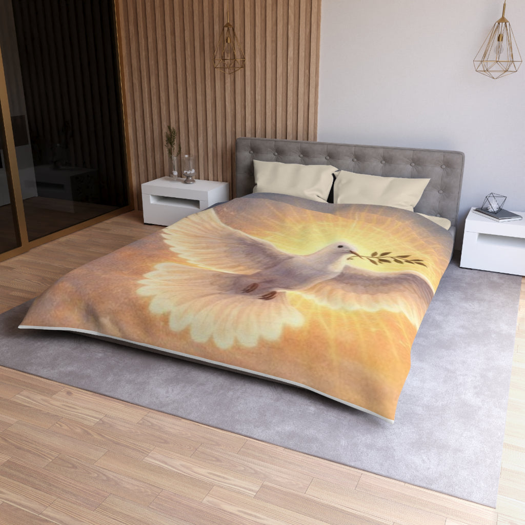 Dove of Peace Duvet Cover — Olive Branch Microfiber Bedding