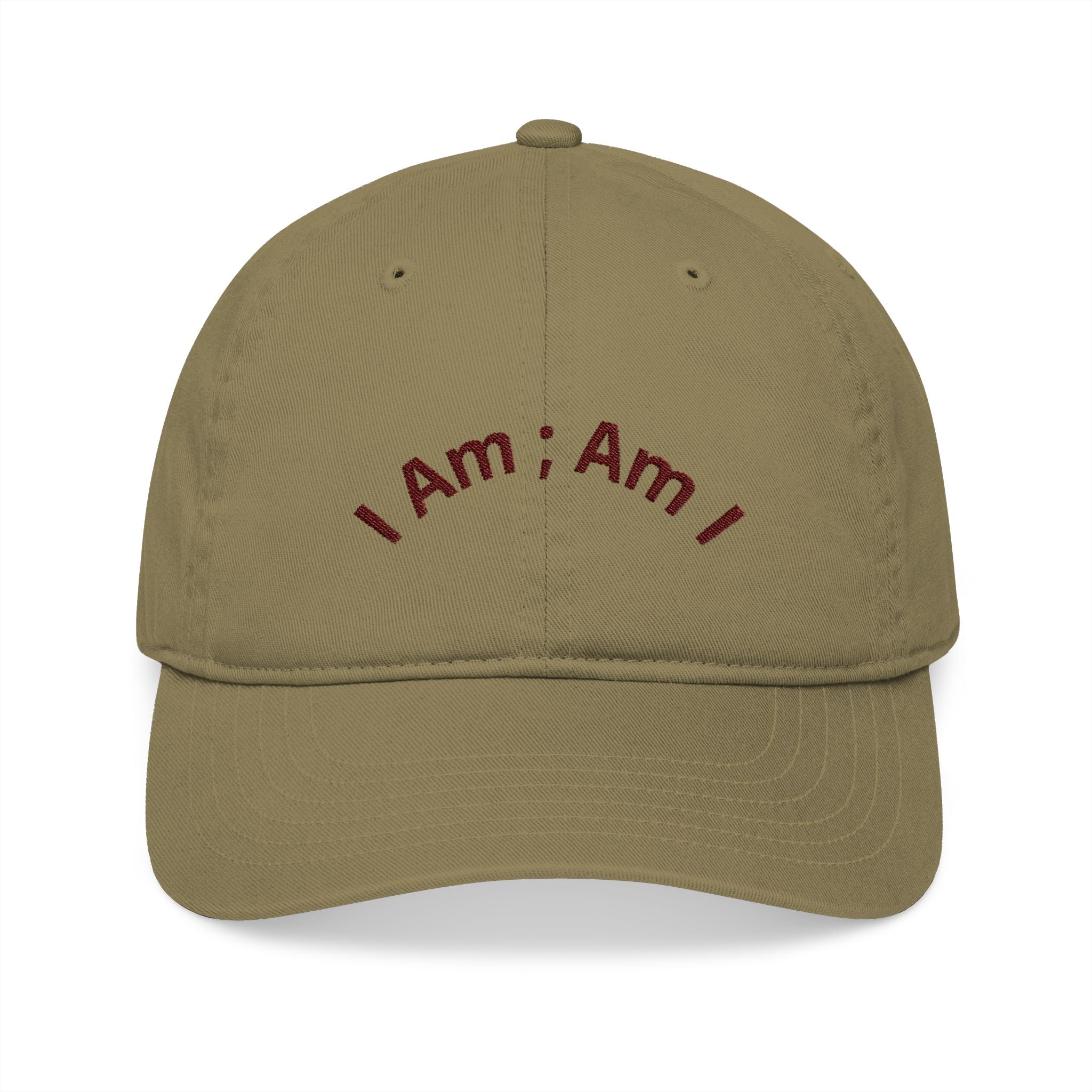 Embroidered 'I Am; Am I' Organic Baseball Cap — Minimalist Spiritual Dad Hat