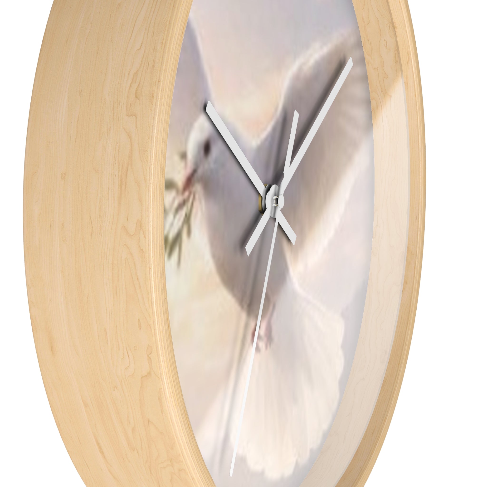 Dove Wall Clock — Peaceful White Dove with Olive Branch Decorative Clock