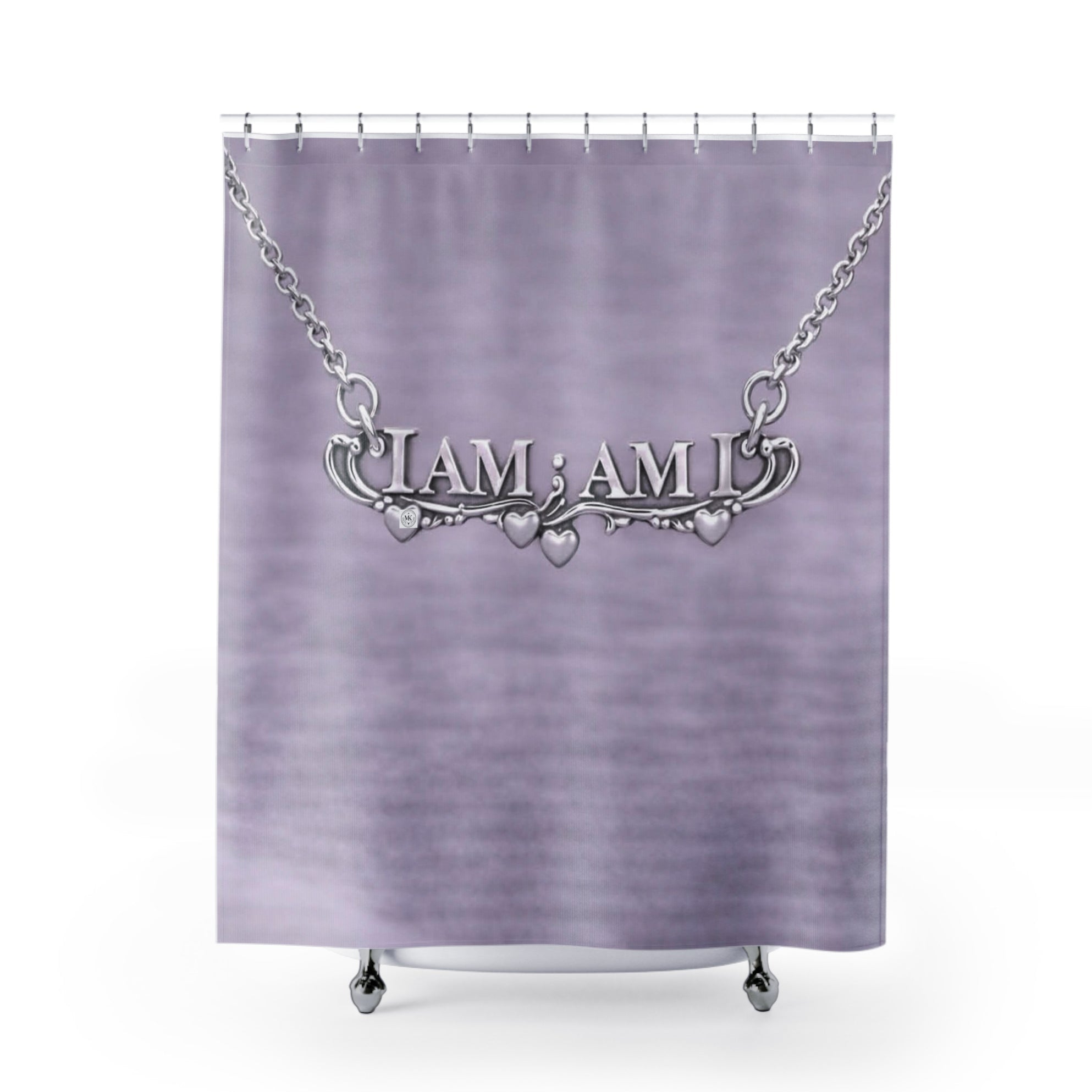 I AM; AM I Necklace Shower Curtain — Lavender Inspirational Bathroom Decor