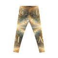 I Am ; Am I celestial Galaxy Leggings — Women's Cosmic Script All-Over-Print Leggings