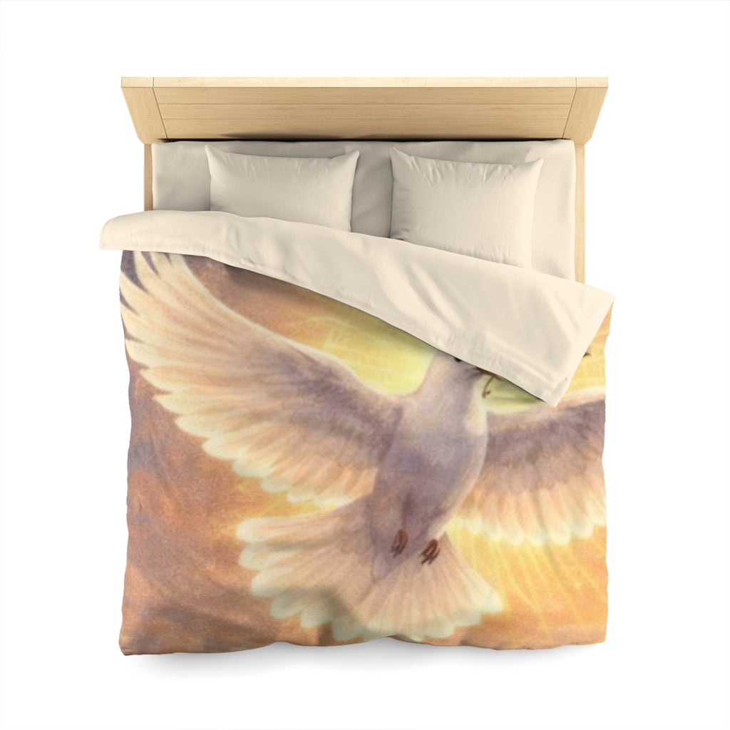 Dove of Peace Duvet Cover — Olive Branch Microfiber Bedding