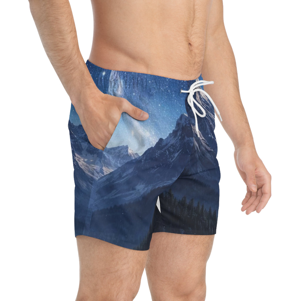 Mountain Night Swim Trunks — Starry Sky AOP Board Shorts