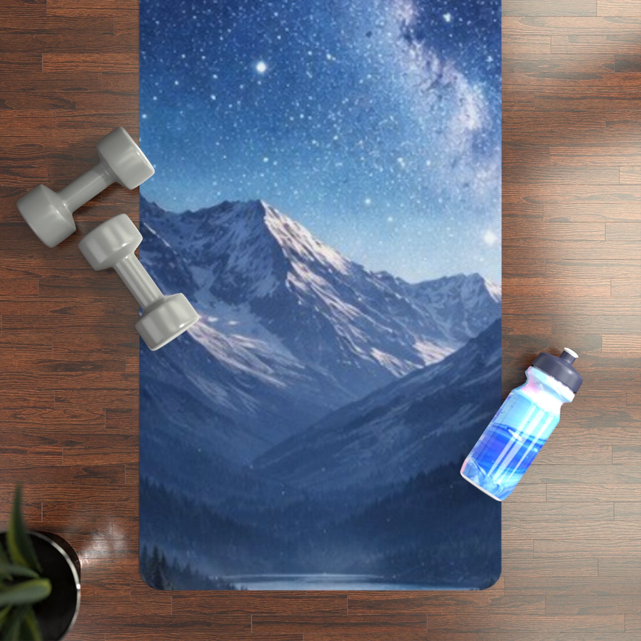 Starry Mountain Night Rubber Yoga Mat — Non‑Slip Eco Fitness Mat