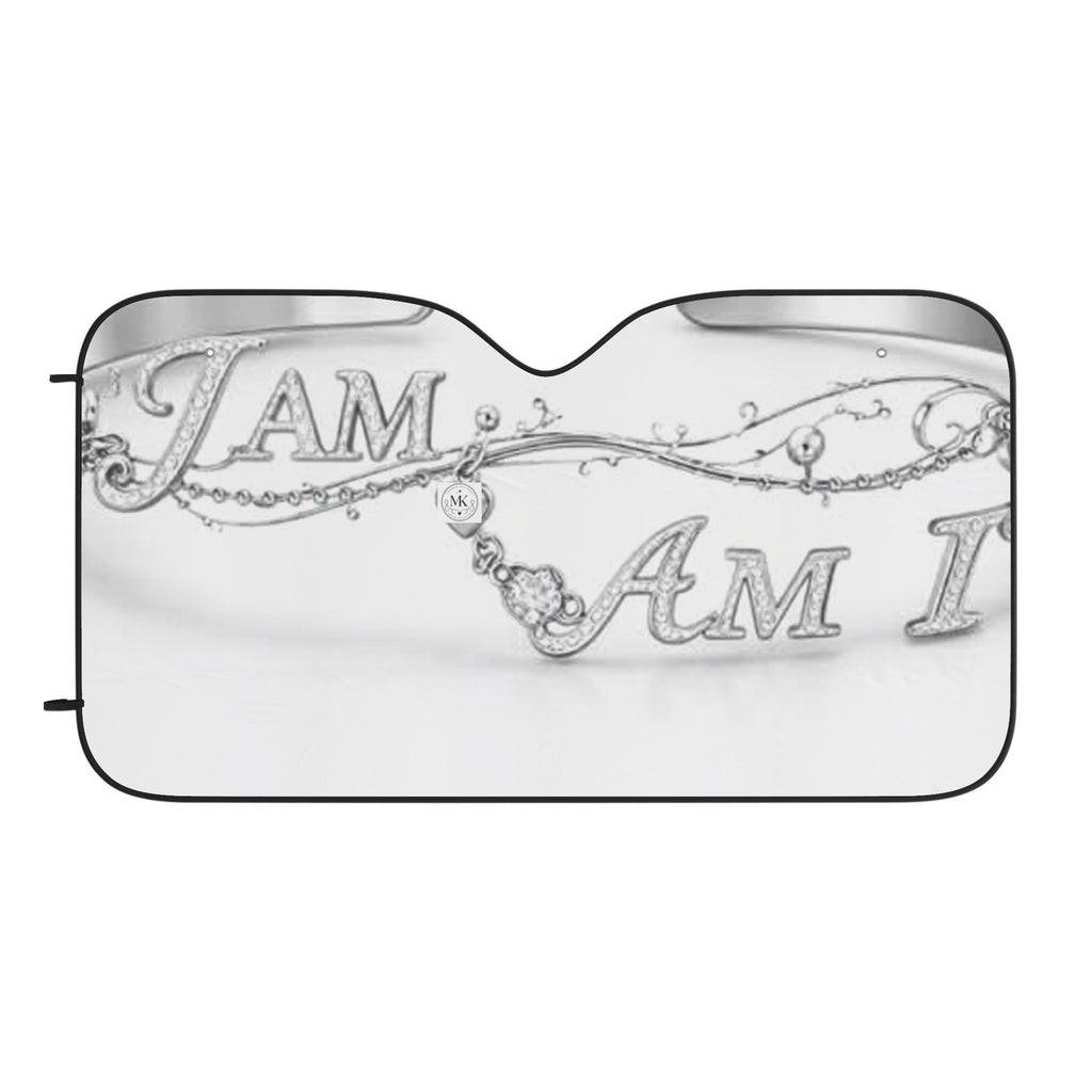 Car Sun Shade — 'I Am' Necklace Silver Design UV Windshield Protector