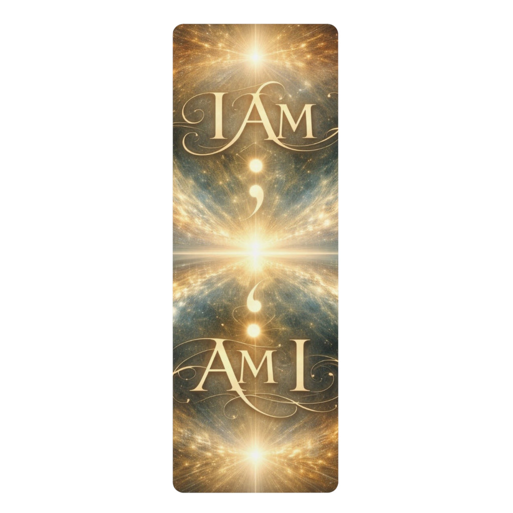 I AM Yoga Mat — Inspirational Rubber Yoga Mat with Golden Cosmic Design