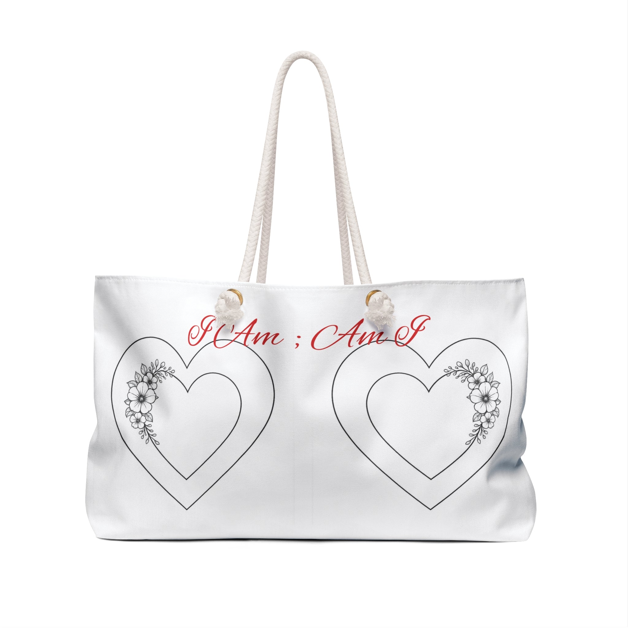 Empower yourself wherever you go carrying this Floral Double Heart Weekender Bag – Romantic Travel Tote