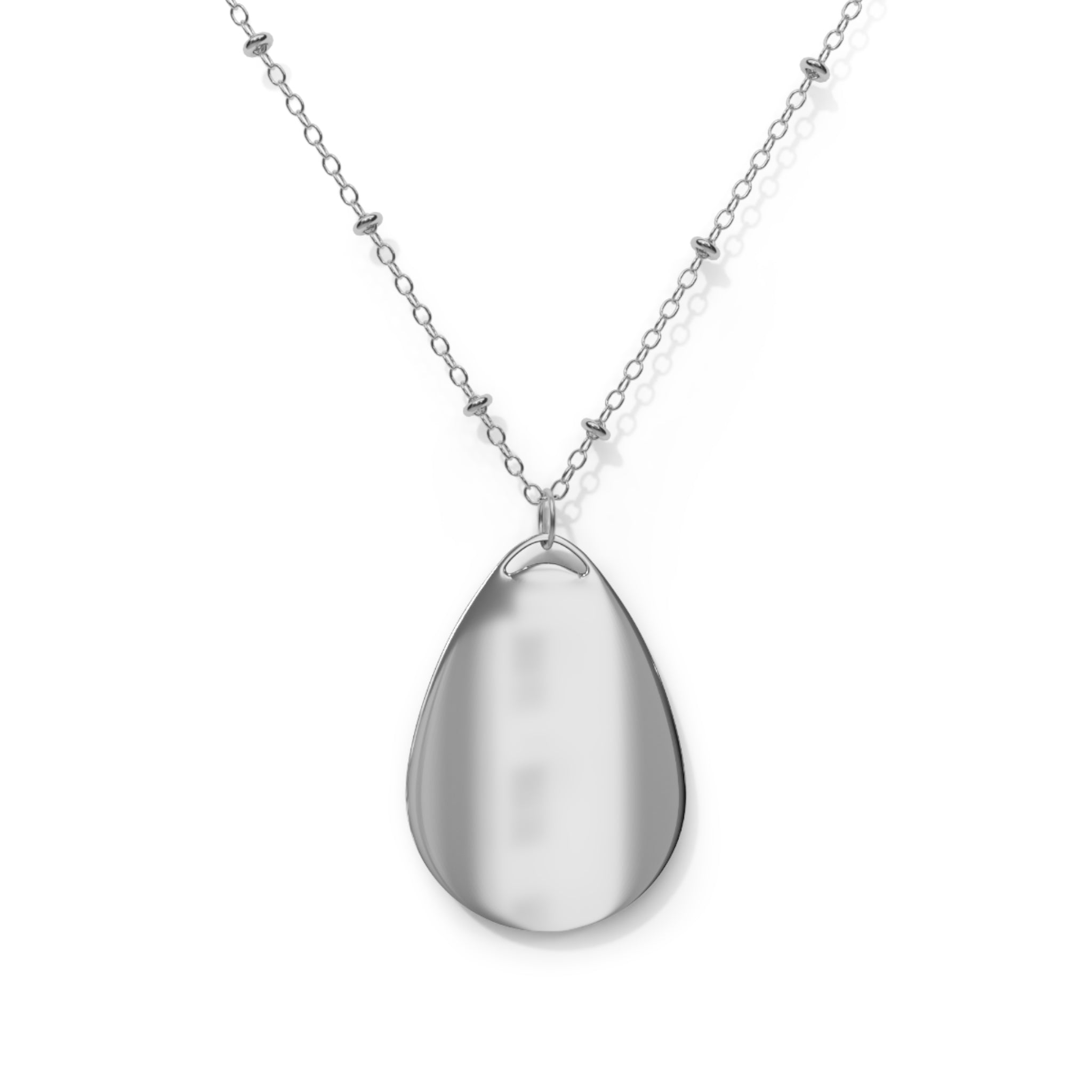Oval Necklace — Inspirational Semicolon Pendant Necklace (“I Am; Am I”)