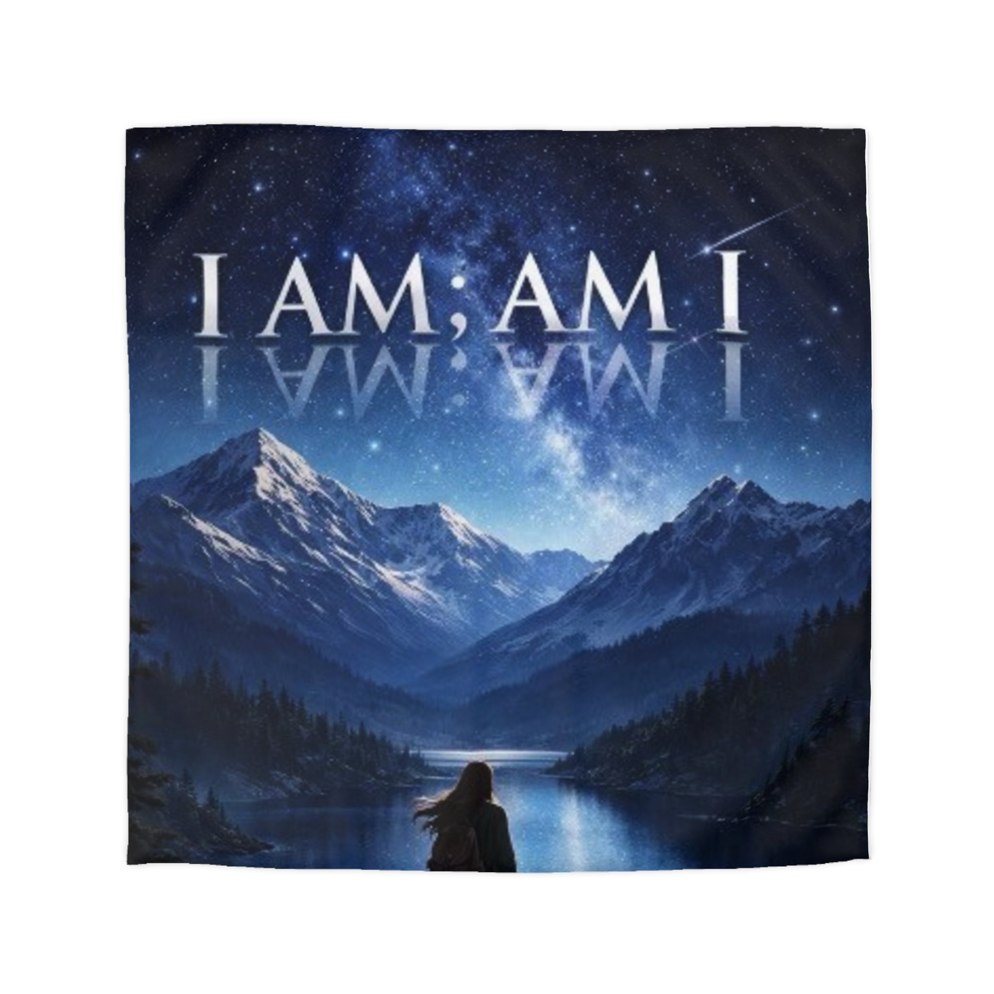 Duvet Cover — "I AM; AM I" Mountain Night Sky Microfiber Duvet