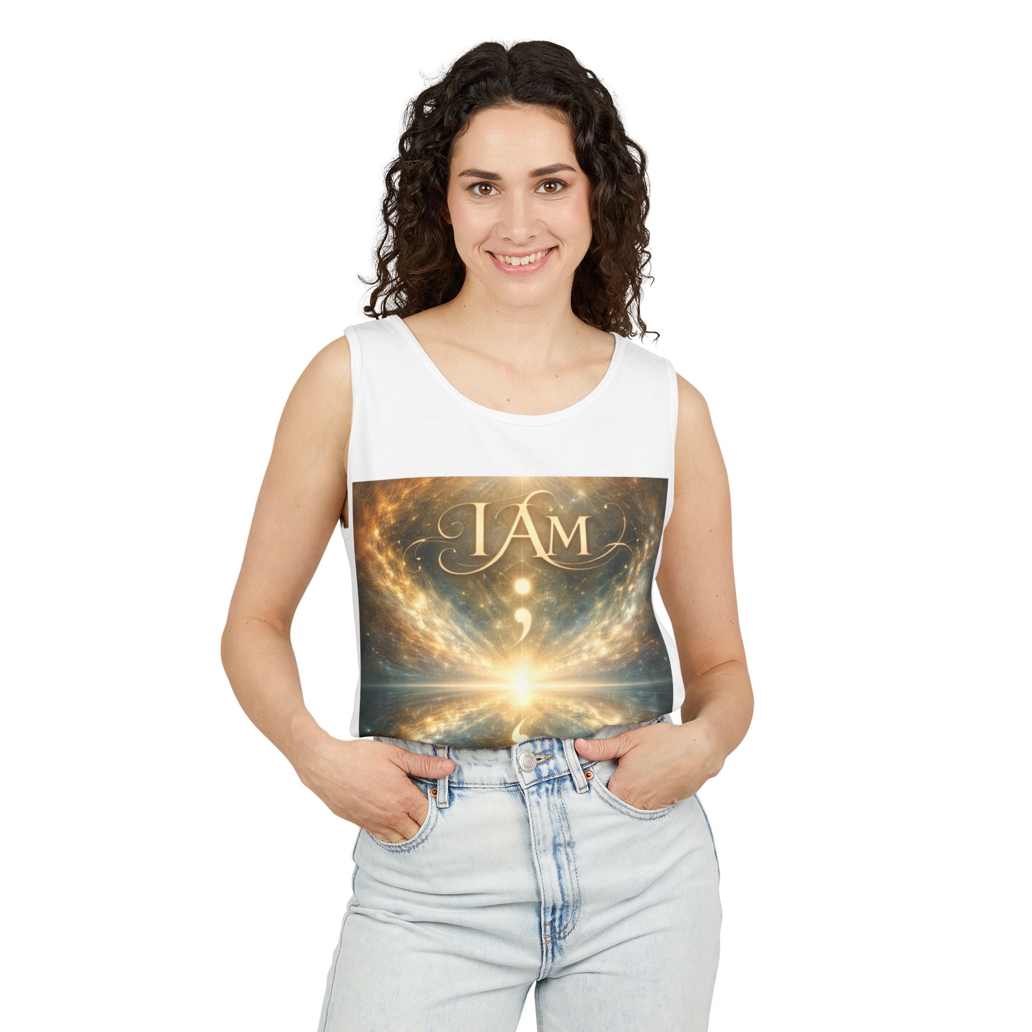 I AM ; Am I Celestial Graphic Tank — Cosmic Meditation Vest for Mindfulness