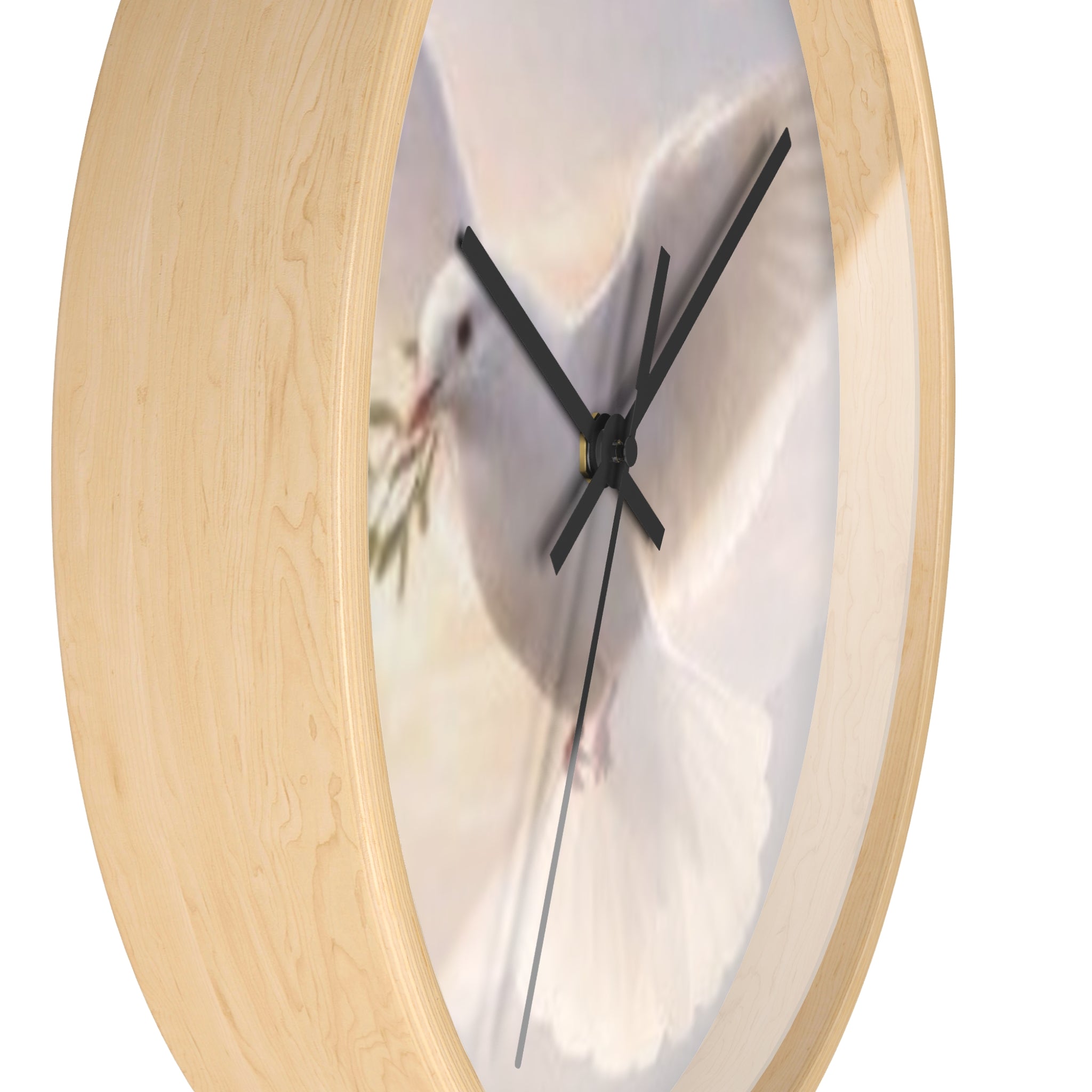 Dove Wall Clock — Peaceful White Dove with Olive Branch Decorative Clock