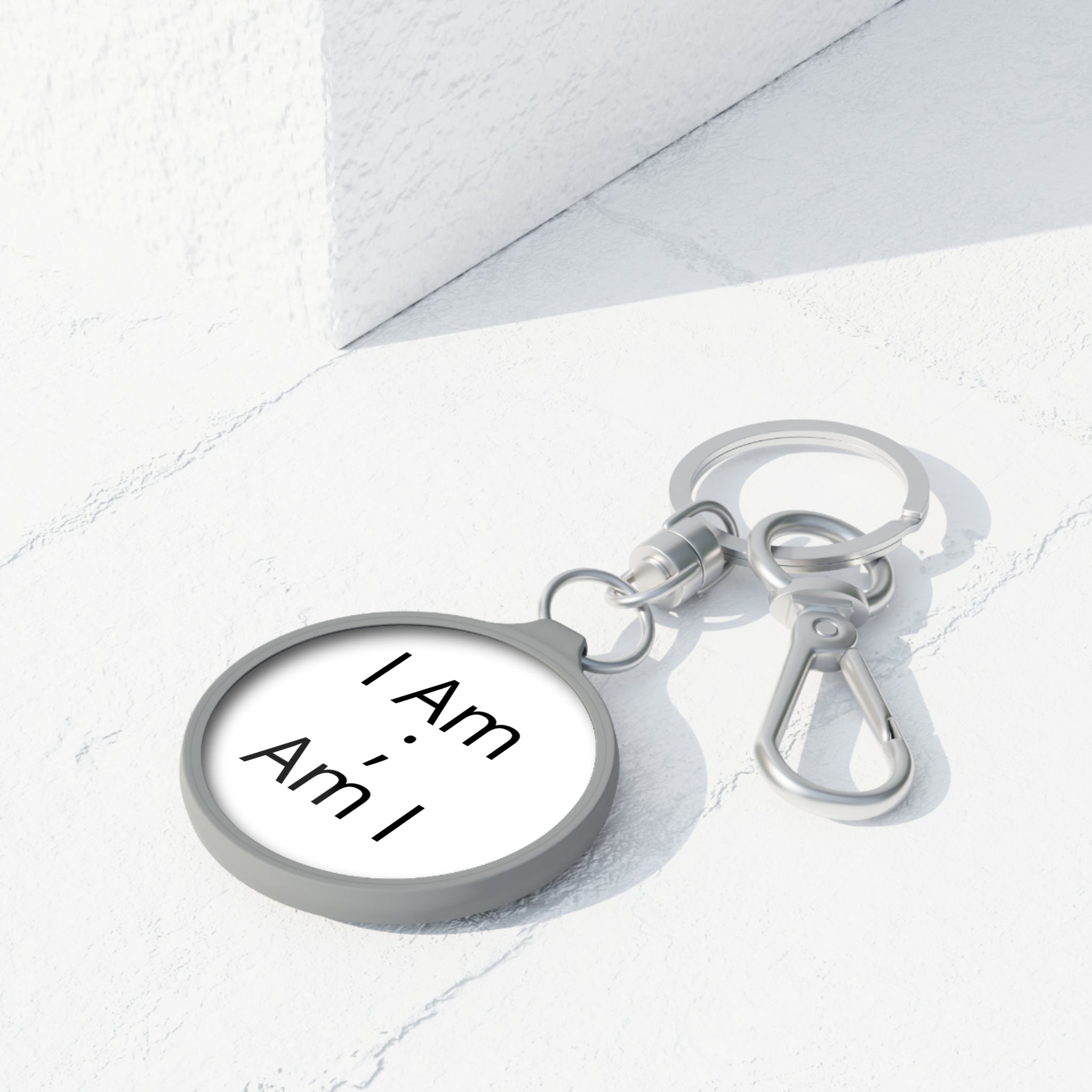 Keyring Tag — Minimalist “I Am ; Am I” Inspirational Keychain
