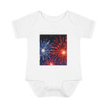I Am ; Am I collection holiday edition infant Bodysuit with Fireworks Print — 4th of July Baby Onesie