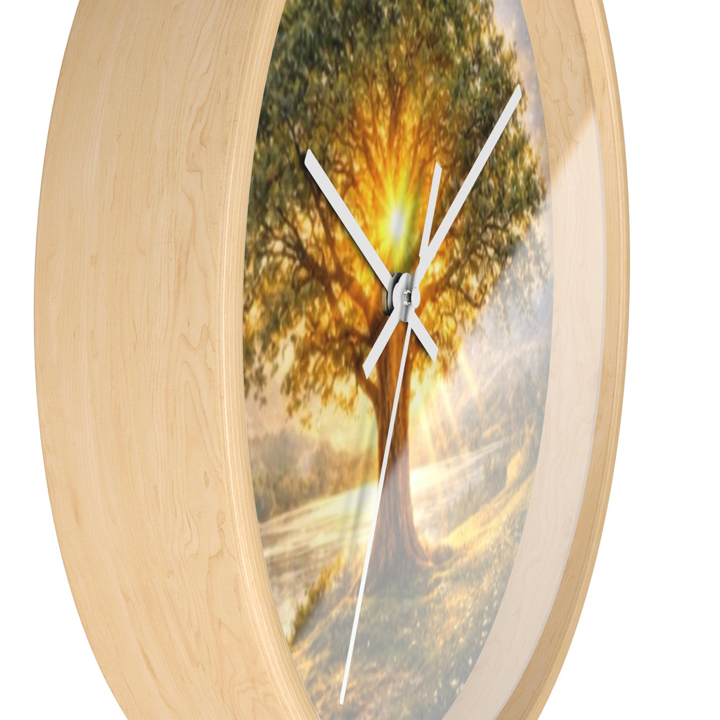 Sunlit Tree Wall Clock — Serene Nature Wall Clock for Living Room, Meditation & Spiritual Gift