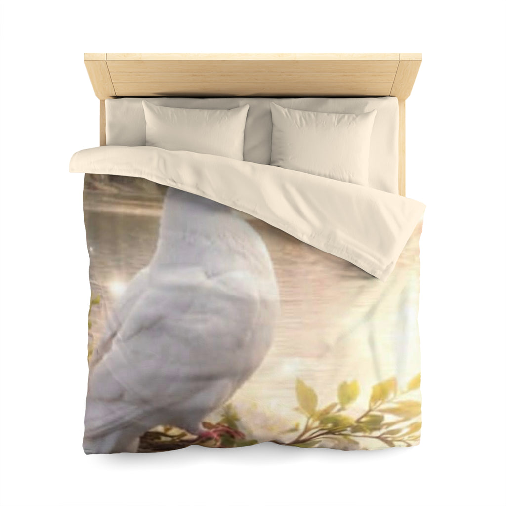 Dove Lakeside Microfiber Duvet Cover — Serene Nature Bird Bedding