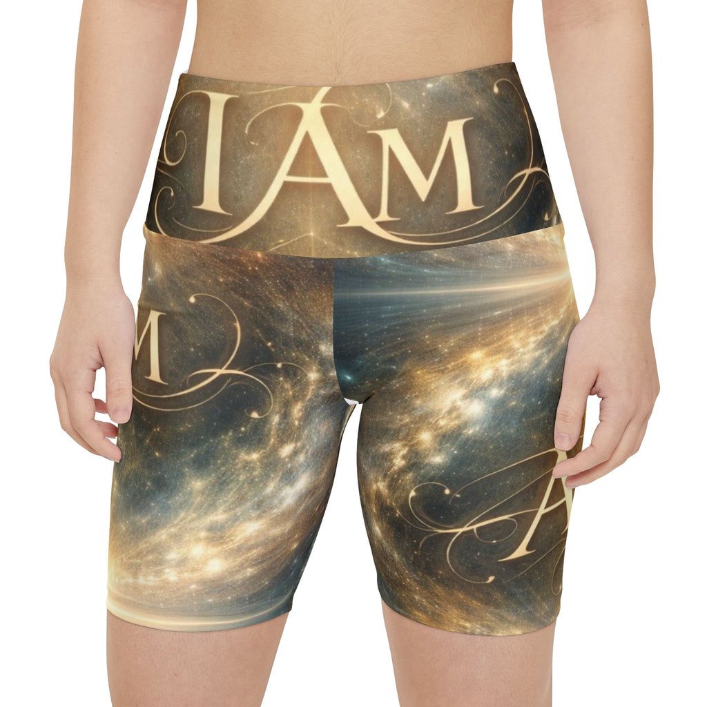 I AM Cosmic Print Women's Workout Shorts — Inspirational Athletic AOP