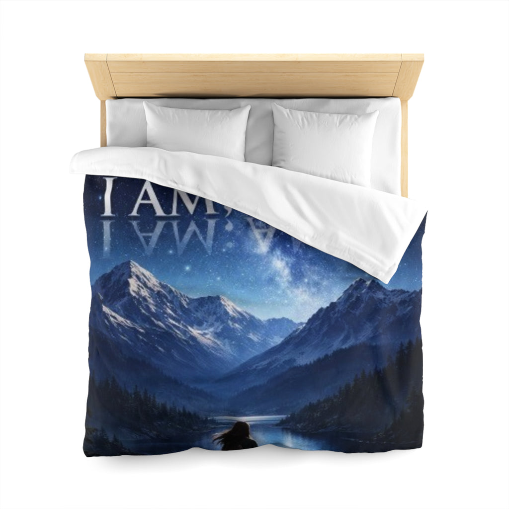 Duvet Cover — "I AM; AM I" Mountain Night Sky Microfiber Duvet