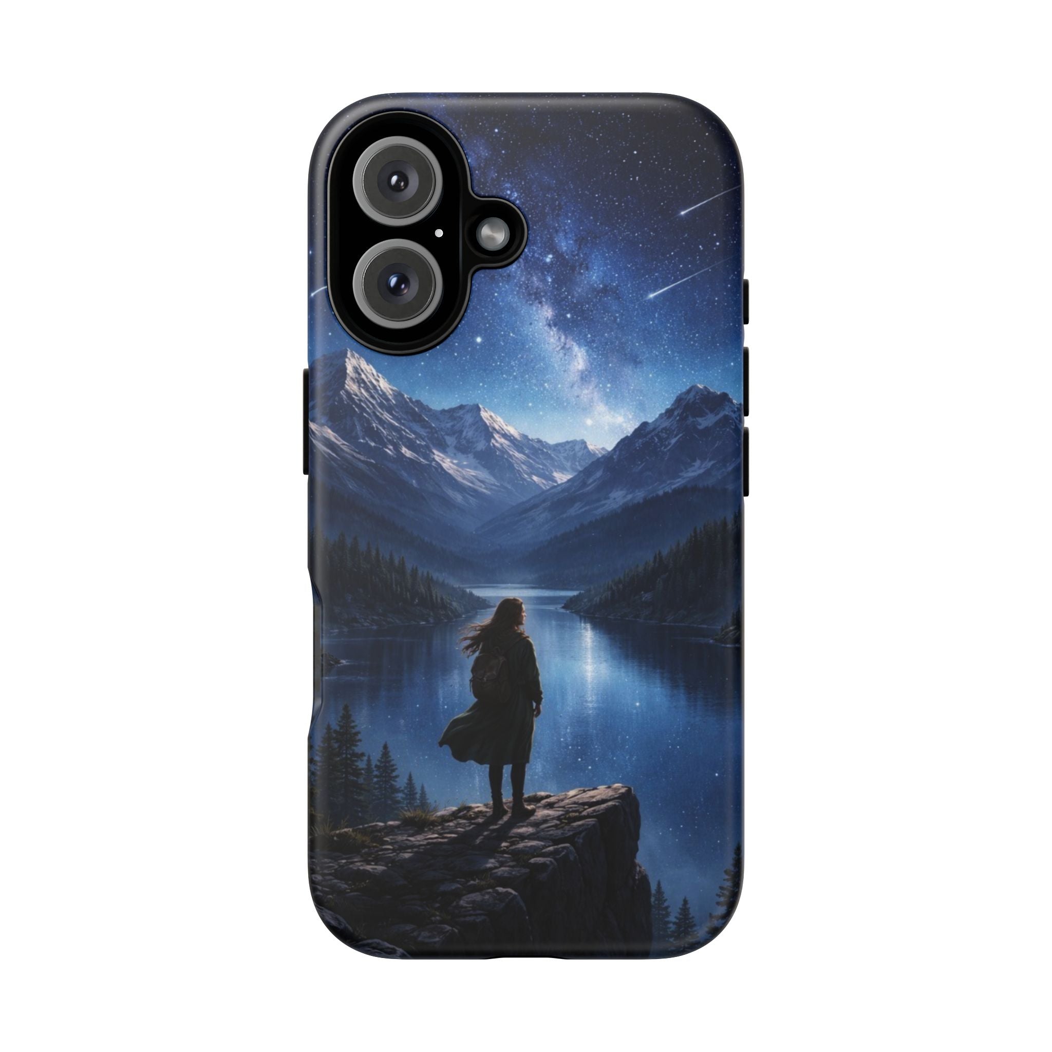 Galaxy Hiker Phone Case — Night Sky Mountain Landscape Protective Case