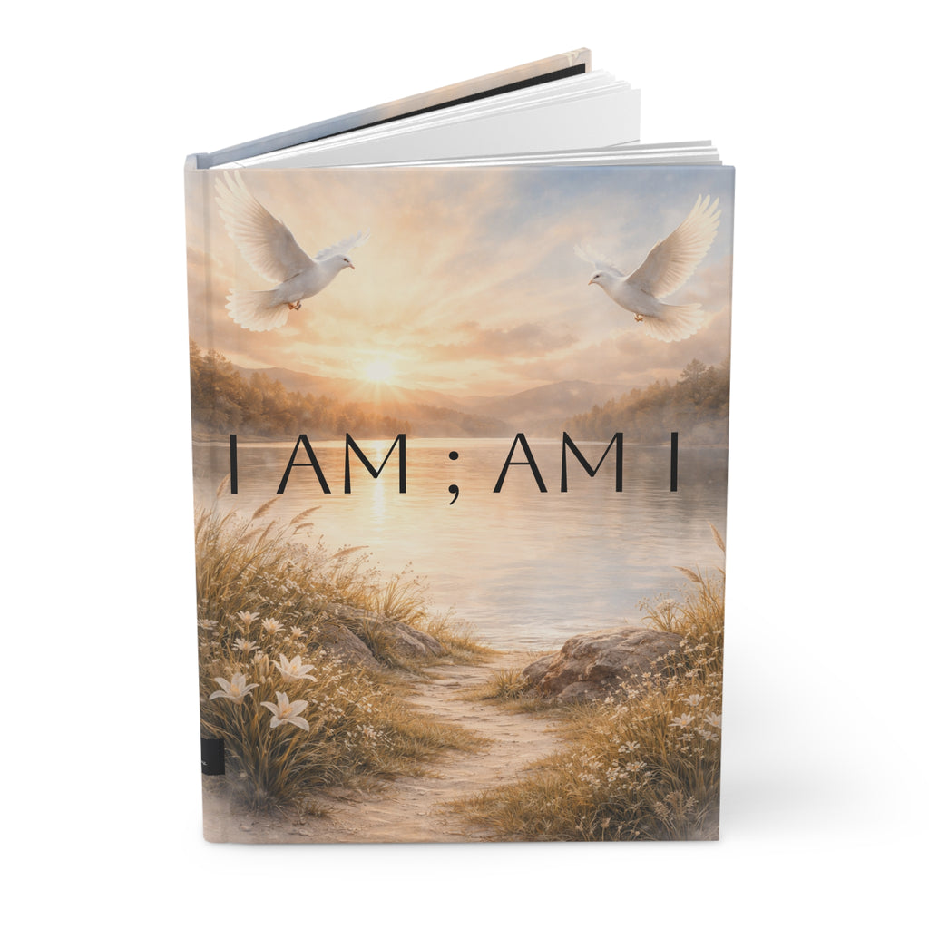 Inspirational "I AM; AM I" Hardcover Journal — Dove & Sunrise Spiritual Notebook