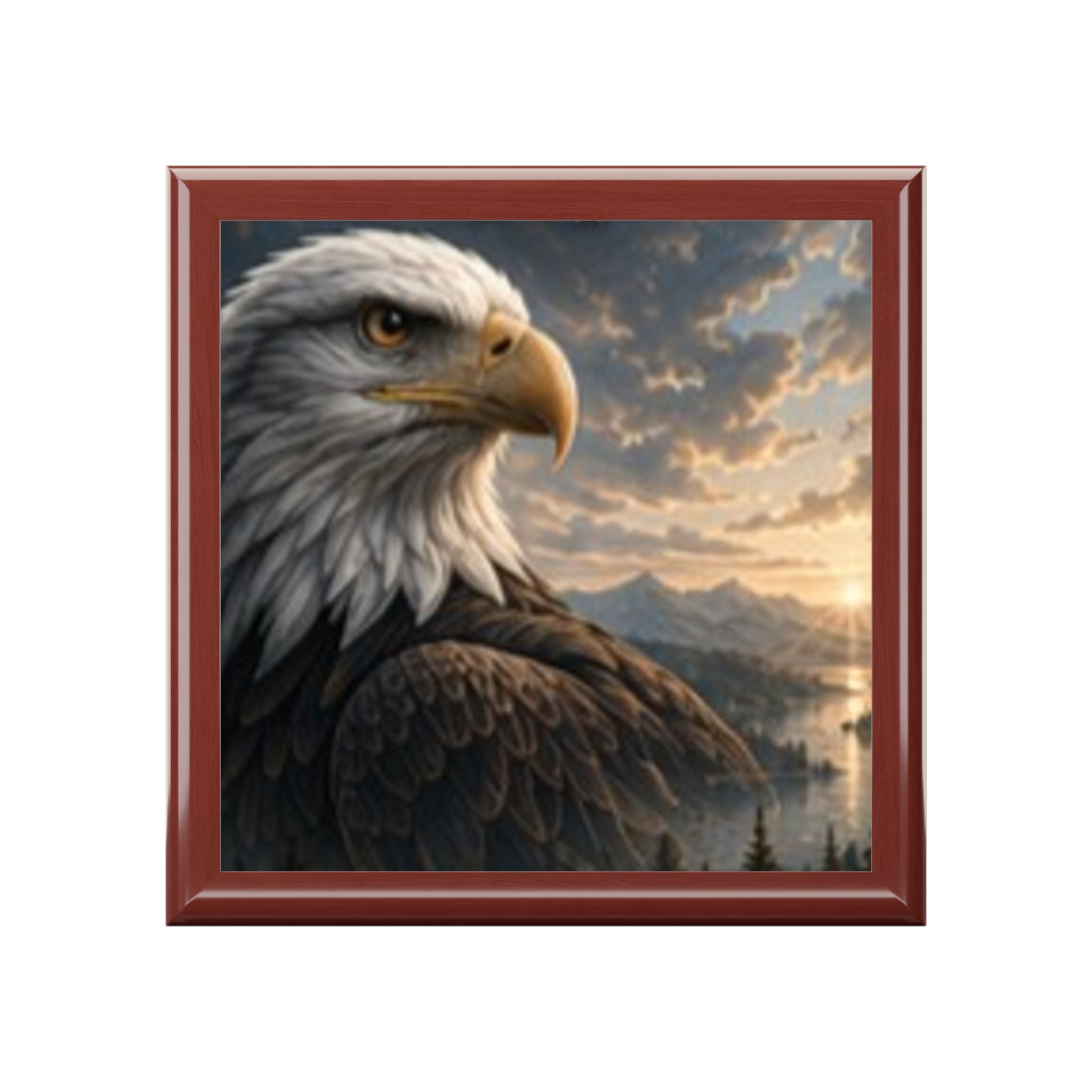Eagle Keepsake Jewelry Box — Patriotic Bald Eagle Scenic Trinket Box