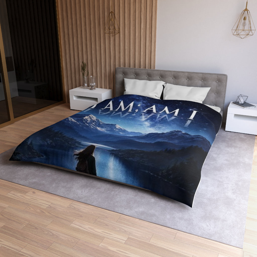 Duvet Cover — "I AM; AM I" Mountain Night Sky Microfiber Duvet