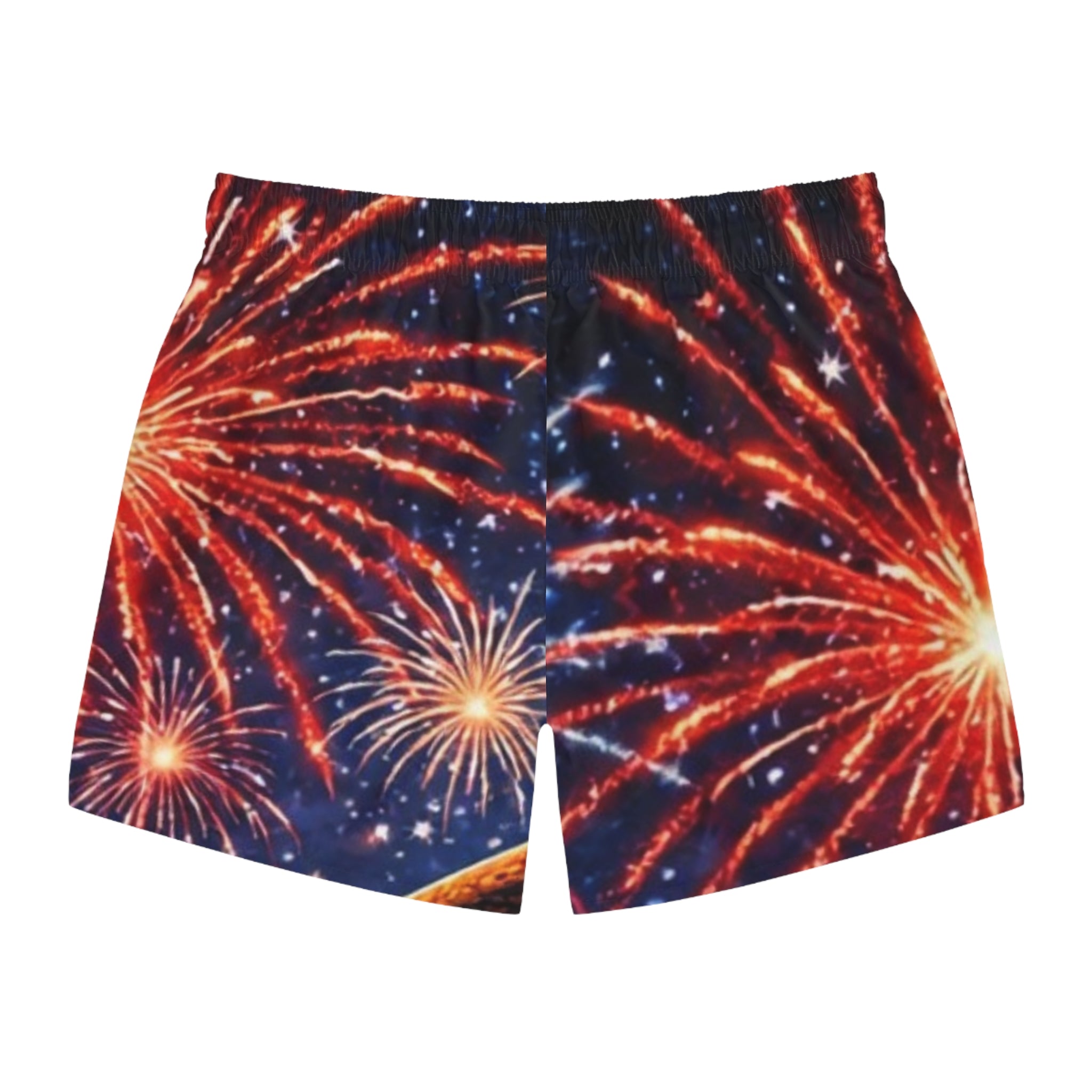 I Am ; Am I collection Fireworks Print Swim Trunks — Patriotic 4th of July Beach Shorts