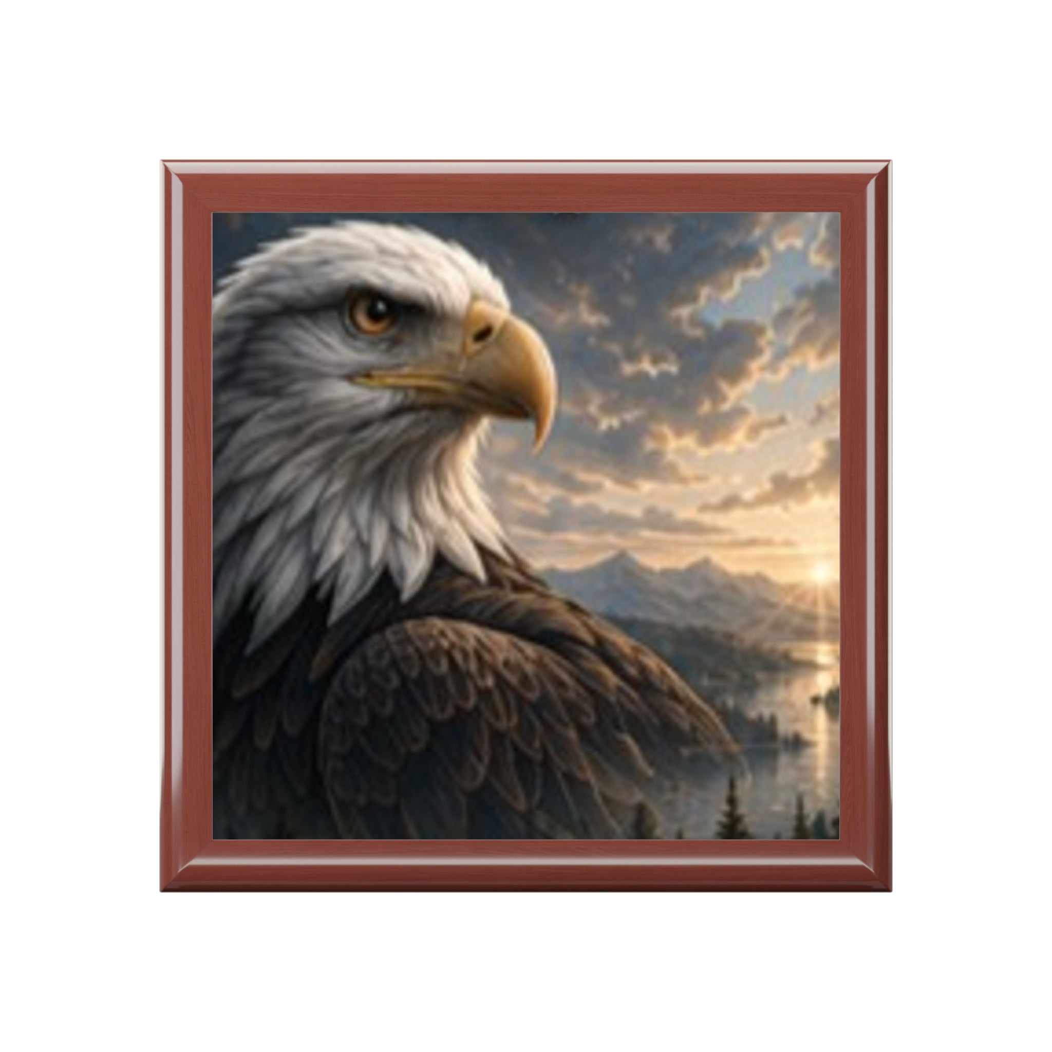 Eagle Keepsake Jewelry Box — Patriotic Bald Eagle Scenic Trinket Box