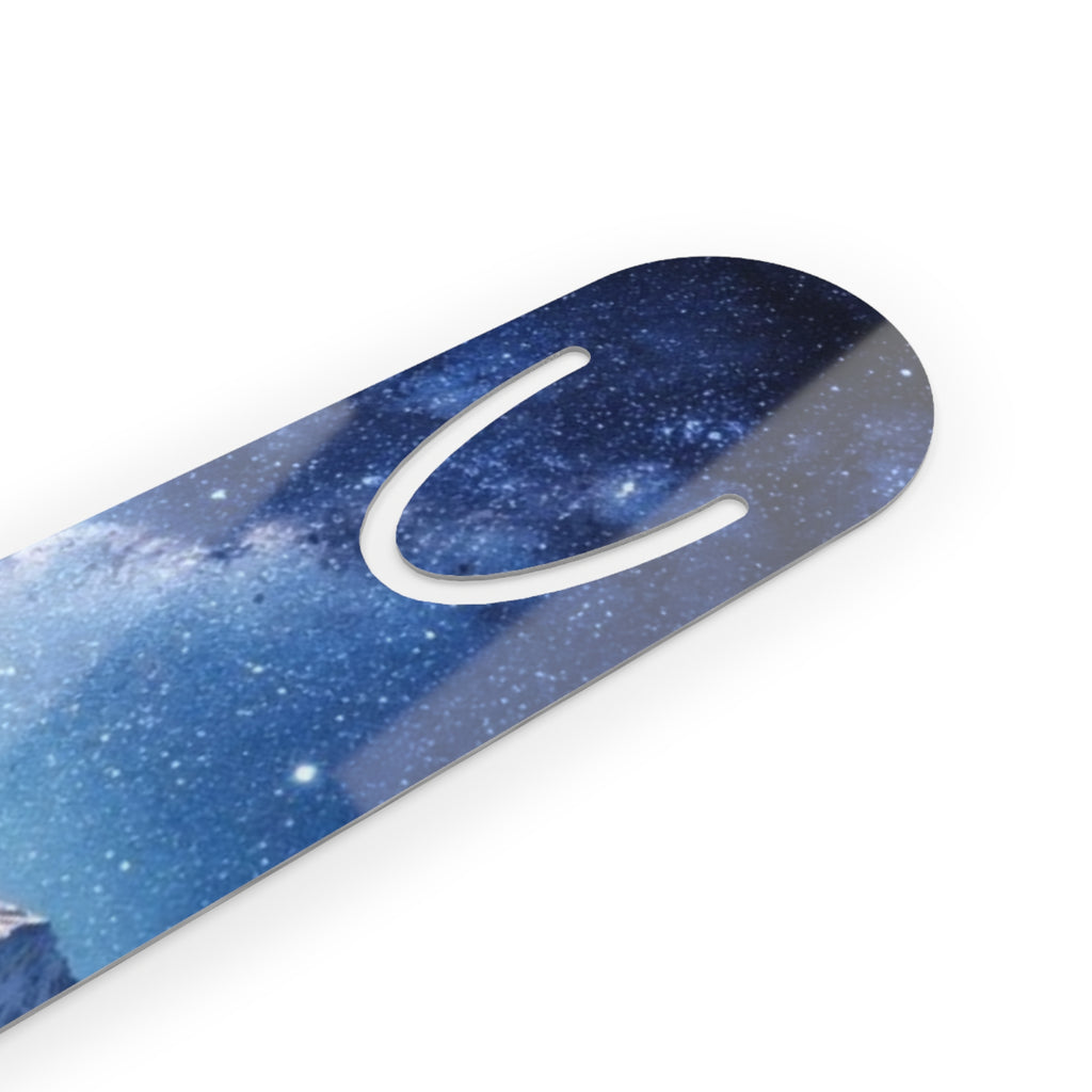 Mountain Night Sky Bookmark – Celestial Galaxy Metal Bookmark