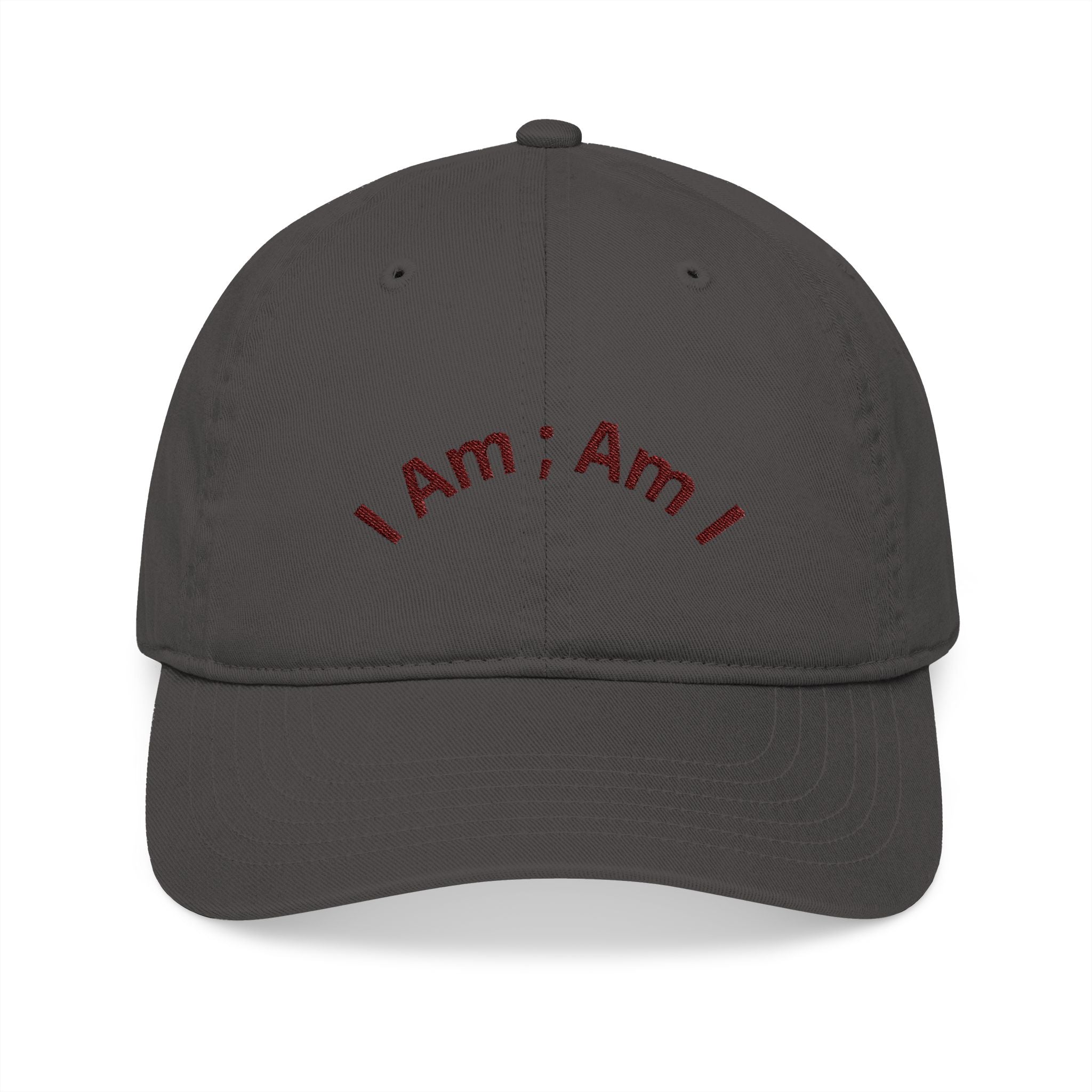 Embroidered 'I Am; Am I' Organic Baseball Cap — Minimalist Spiritual Dad Hat