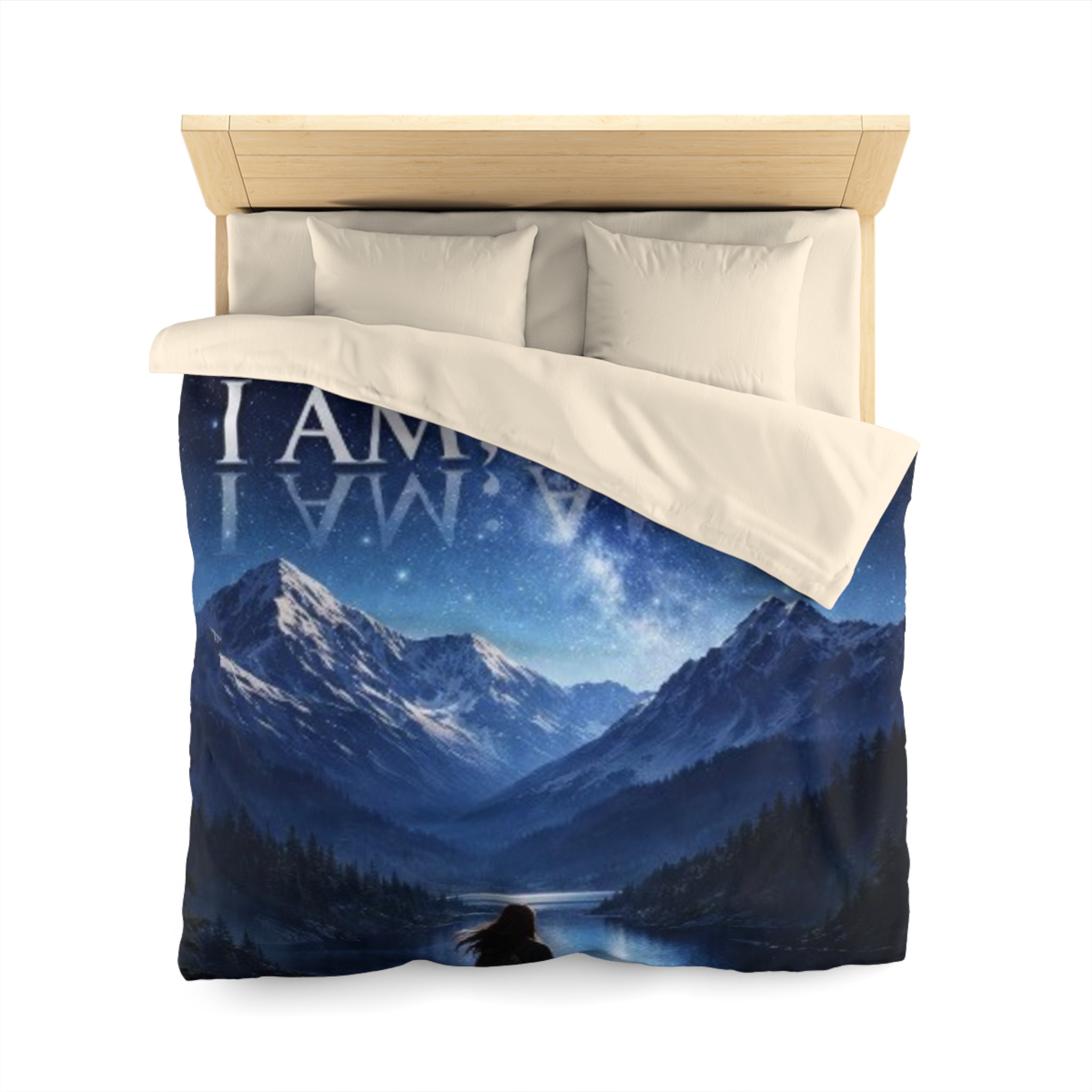 Duvet Cover — "I AM; AM I" Mountain Night Sky Microfiber Duvet