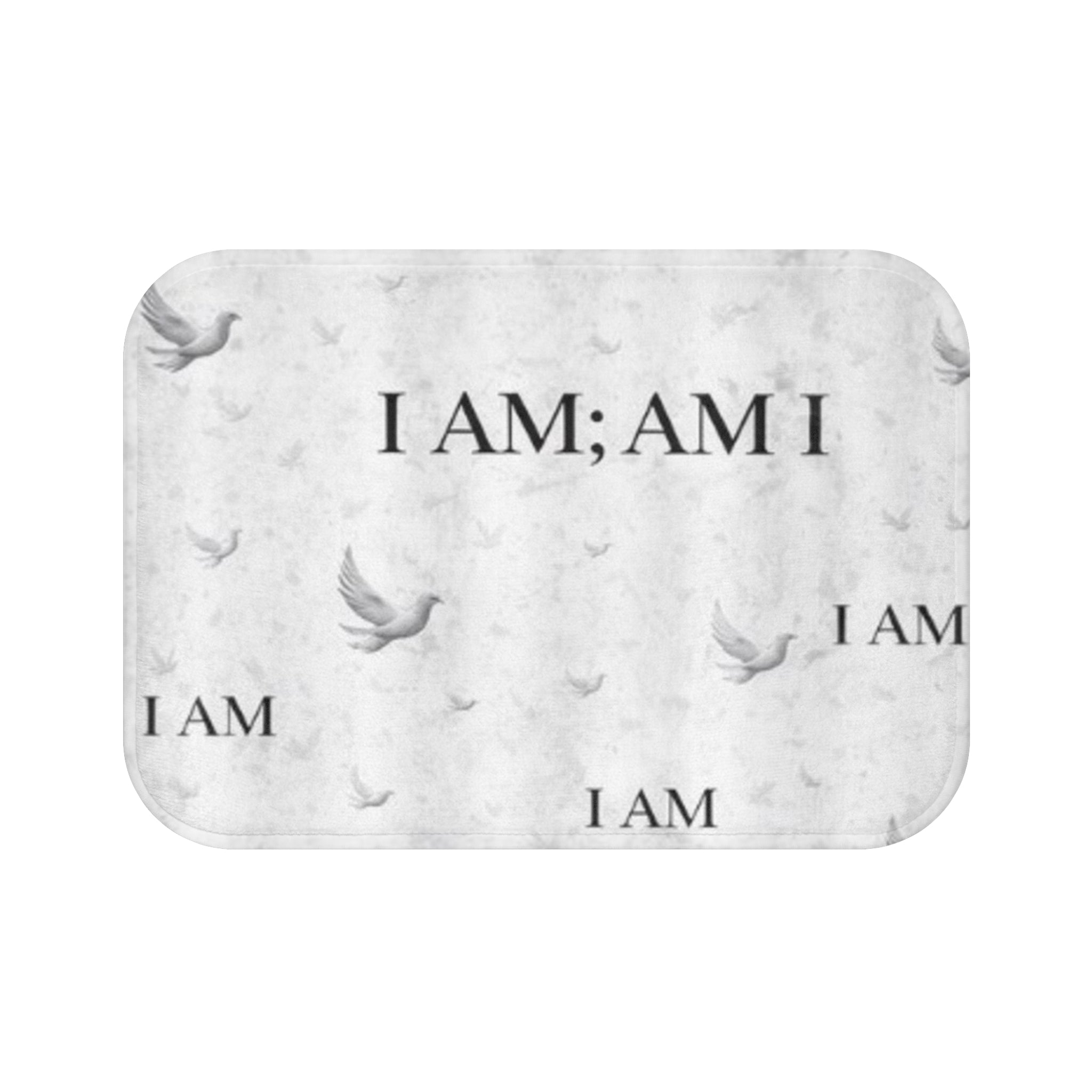 I AM White Dove Bath Mat — Inspirational Positive Affirmation Bathroom Rug