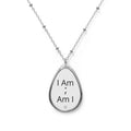 Oval Necklace — Inspirational Semicolon Pendant Necklace (“I Am; Am I”)