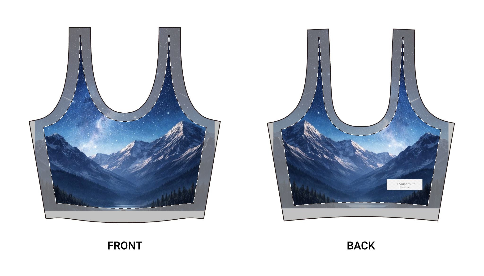 Mountain Night Sports Bra – "I AM, AM I" Inspirational Activewear