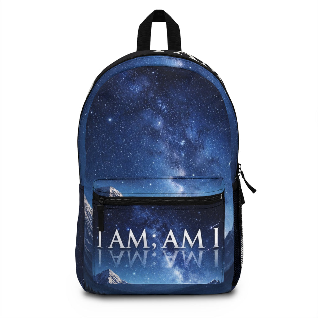 Backpack — 'I AM; AM I' Starry Night Reflective Quote Backpack