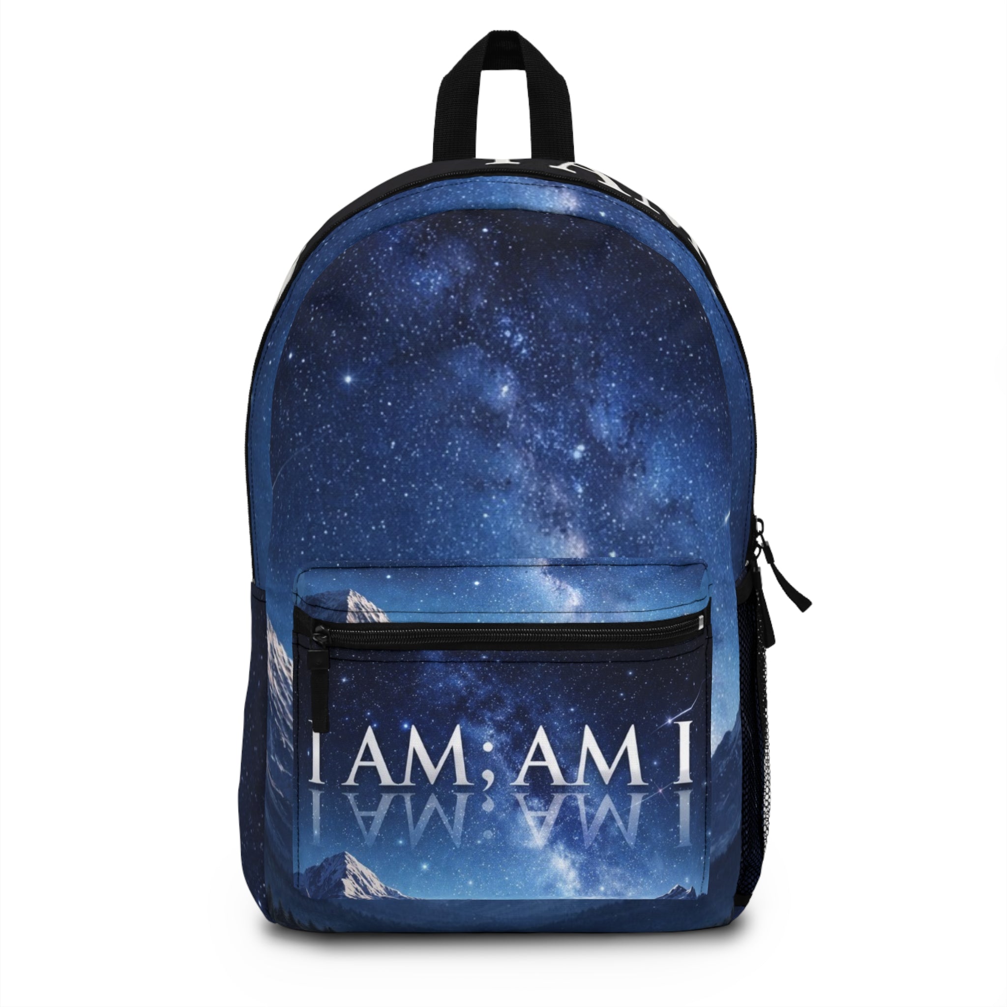 Backpack — 'I AM; AM I' Starry Night Reflective Quote Backpack