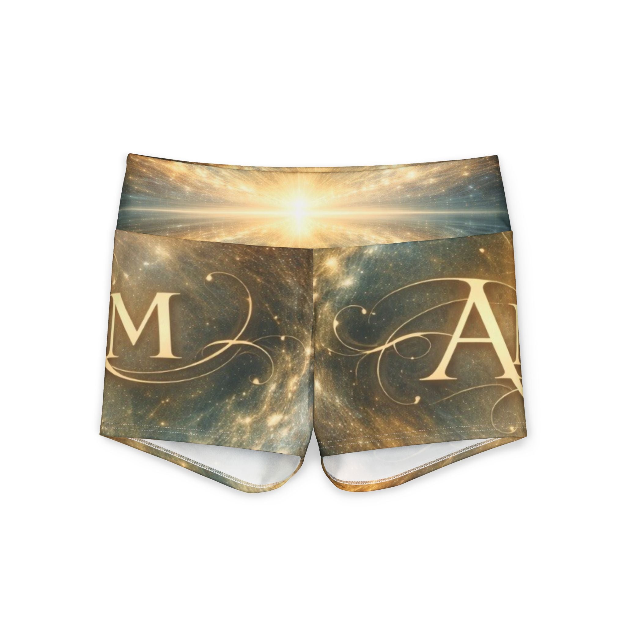 Astrology Initials Yoga Shorts — Cosmic Monogram Women's Activewear