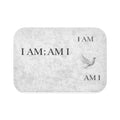 I AM; AM I Inspirational Bath Mat — Minimalist Dove Bathroom Rug