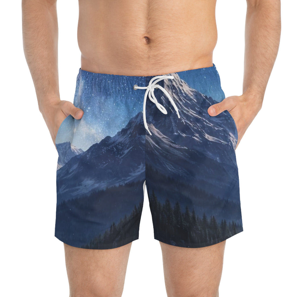Mountain Night Swim Trunks — Starry Sky AOP Board Shorts