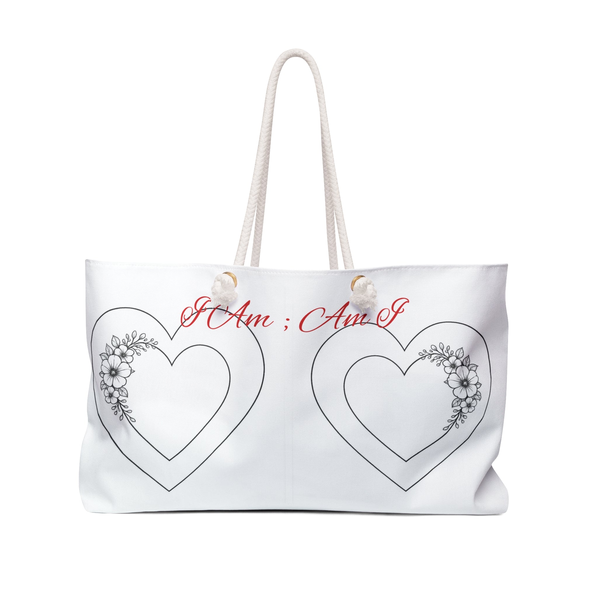 Empower yourself wherever you go carrying this Floral Double Heart Weekender Bag – Romantic Travel Tote