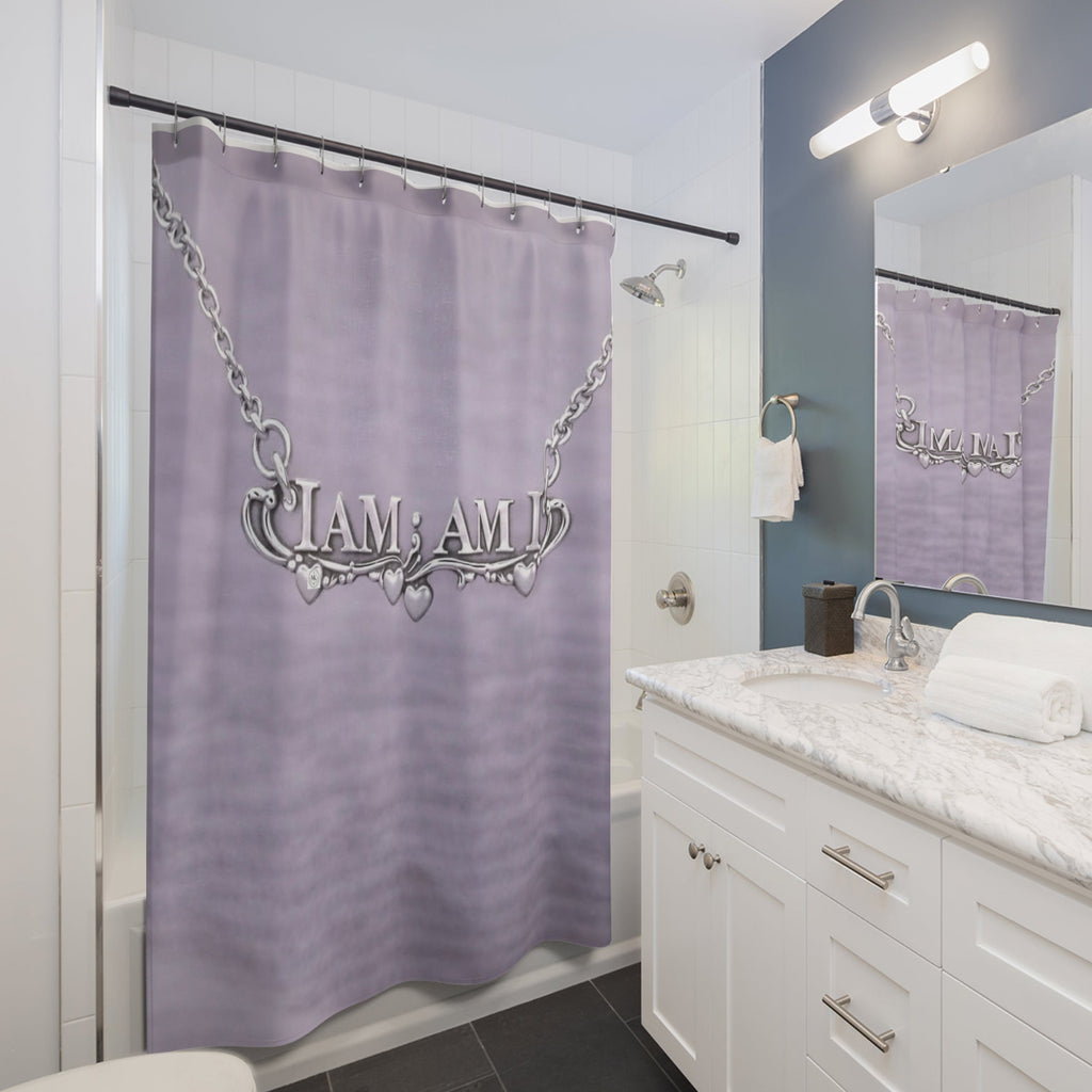 I AM; AM I Necklace Shower Curtain — Lavender Inspirational Bathroom Decor