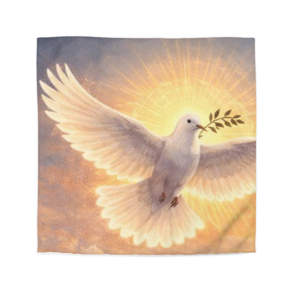 Dove of Peace Duvet Cover — Olive Branch Microfiber Bedding