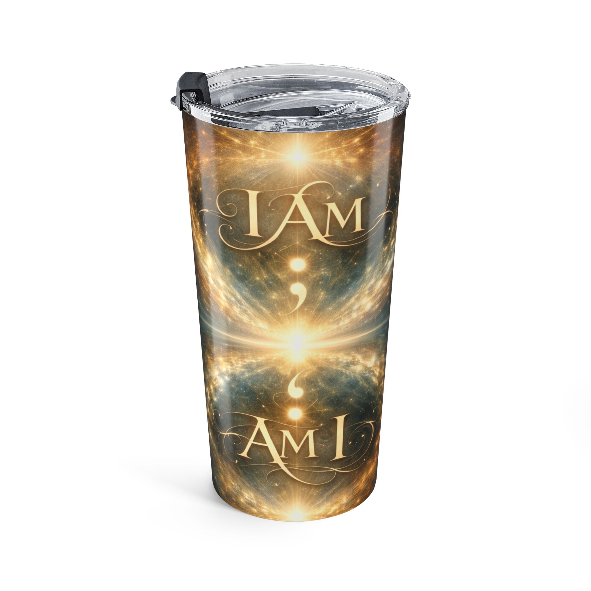 I Am ; Am I celestial 20oz Cosmic Galaxy Tumbler — Inspirational 'Trust the Timing' Stainless Travel Mug