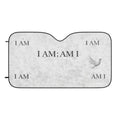 Inspirational 'I AM; AM I' Car Sun Shade — Reflective Windshield Protector with Dove Design