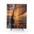 Sailboat Sunset Shower Curtain – Nautical Ocean Bathroom Decor