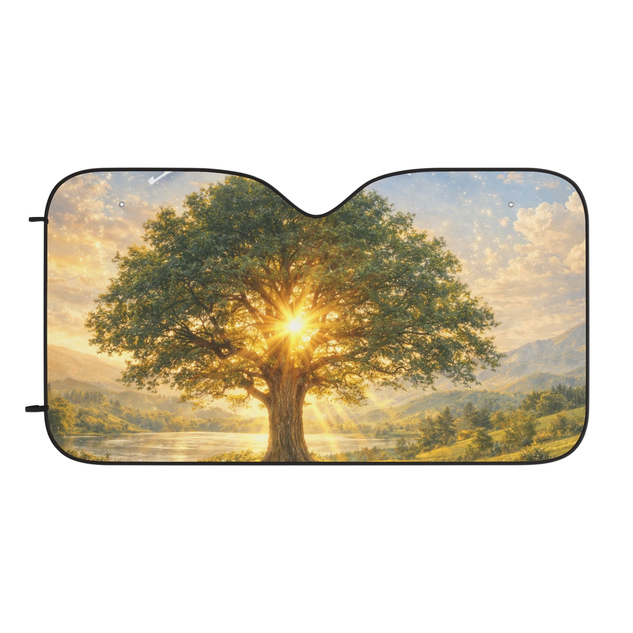Sunrise Tree Car Sun Shade — Scenic UV Heat-Reflective Windshield Cover