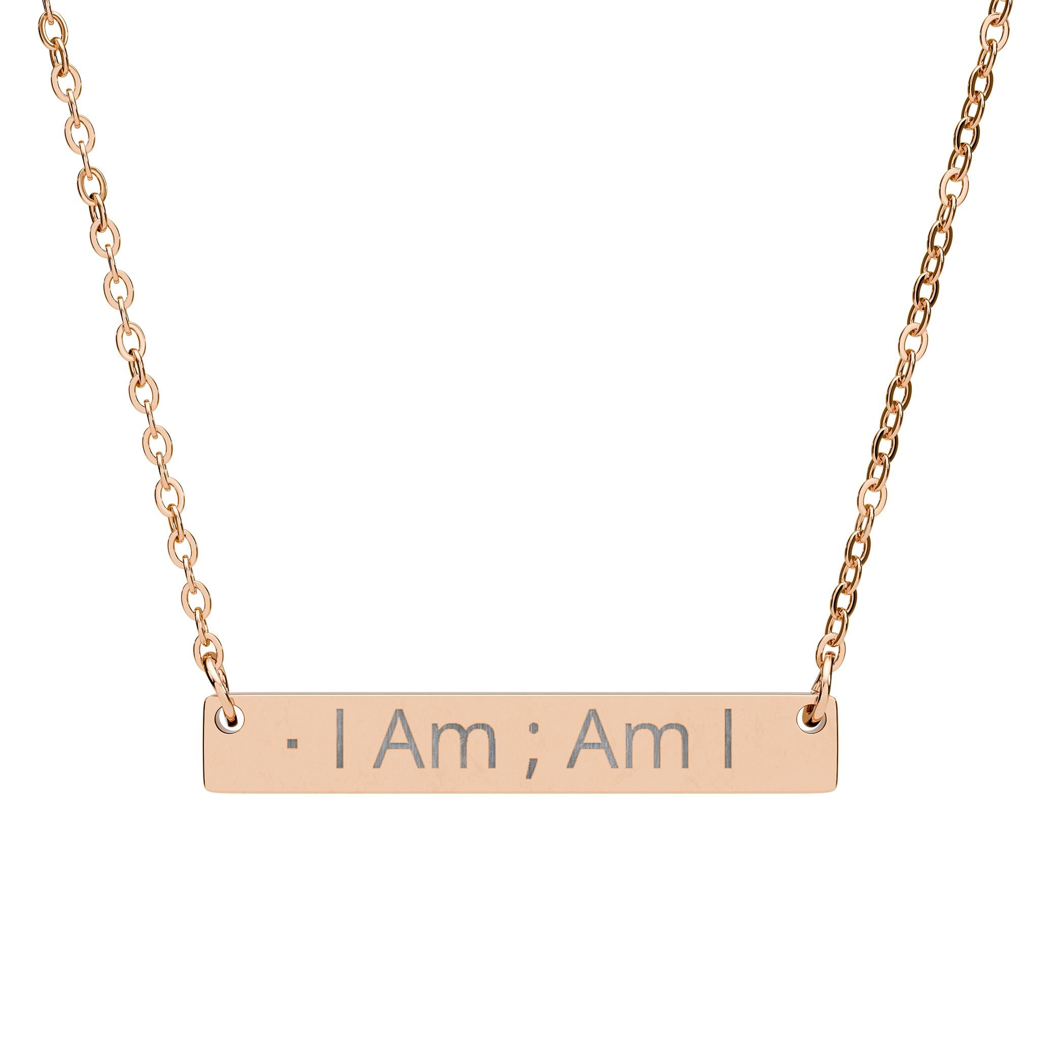 I Am ; Am I for the greatest self affirmation you can wear for self growth. Horizontal Bar Necklace