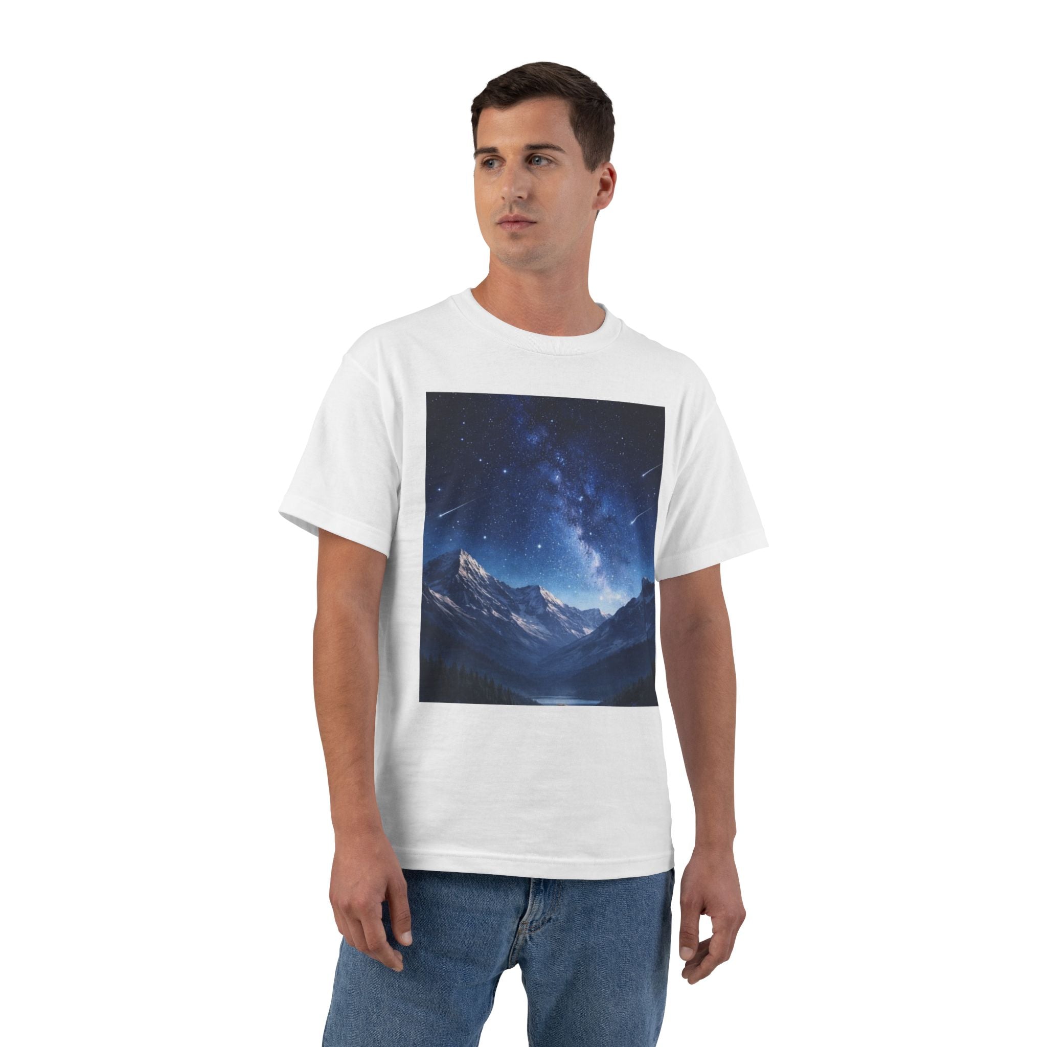 I Am ; Am I collections Night Mountain Landscape T-Shirt — Starry Sky Scenic Graphic Tee