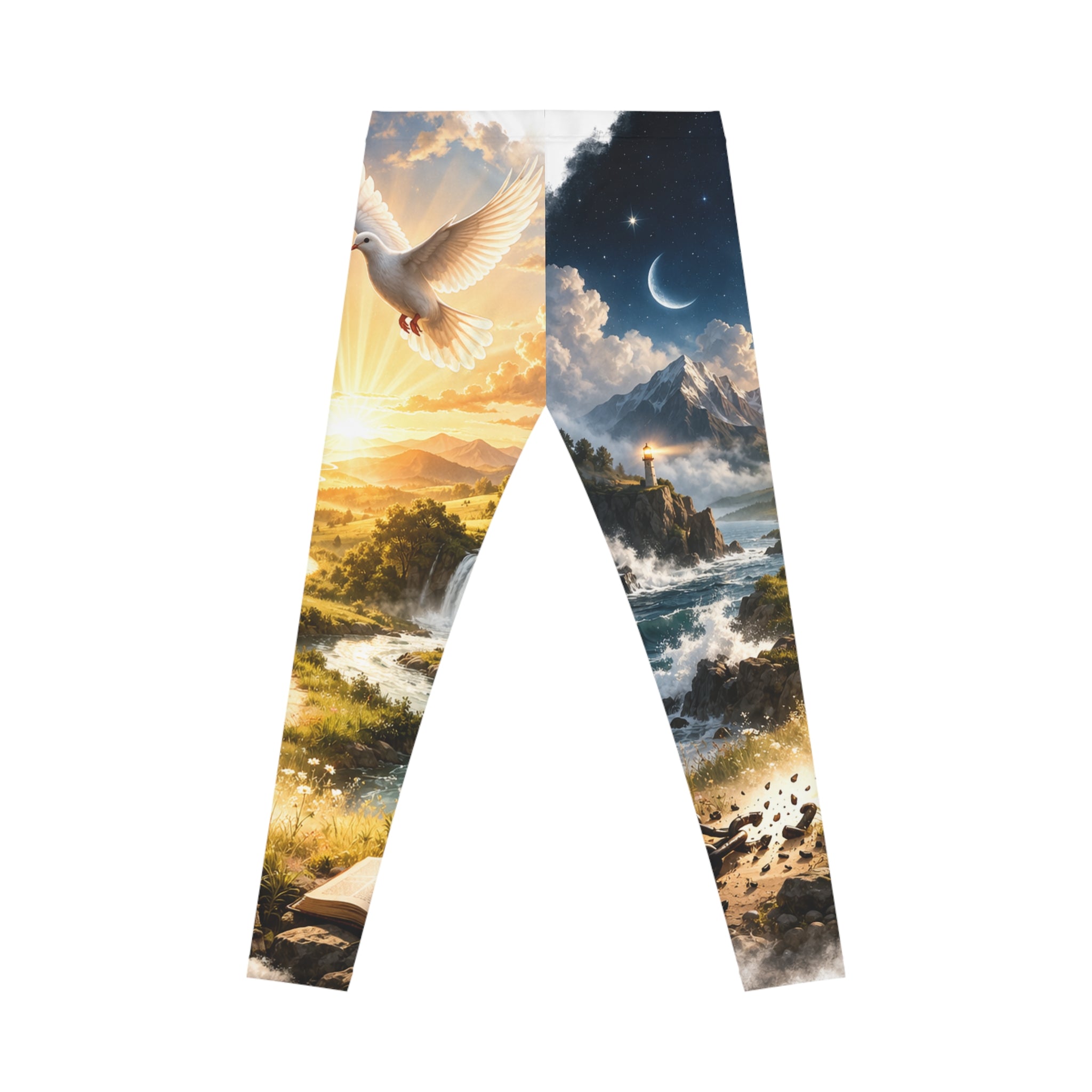 Heavenly Path Leggings — Sunrise Dove Scenic All-Over-Print Yoga Leggings