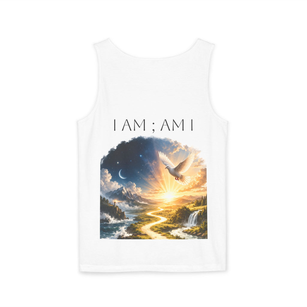 Heavenly Dove Tank Top — "I AM; AM I" Spiritual Sunrise Print